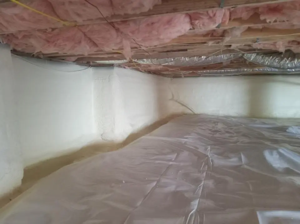 Crawl space encapsulation with closed-cell spray foam for Spray Foam Roofing in Hartland